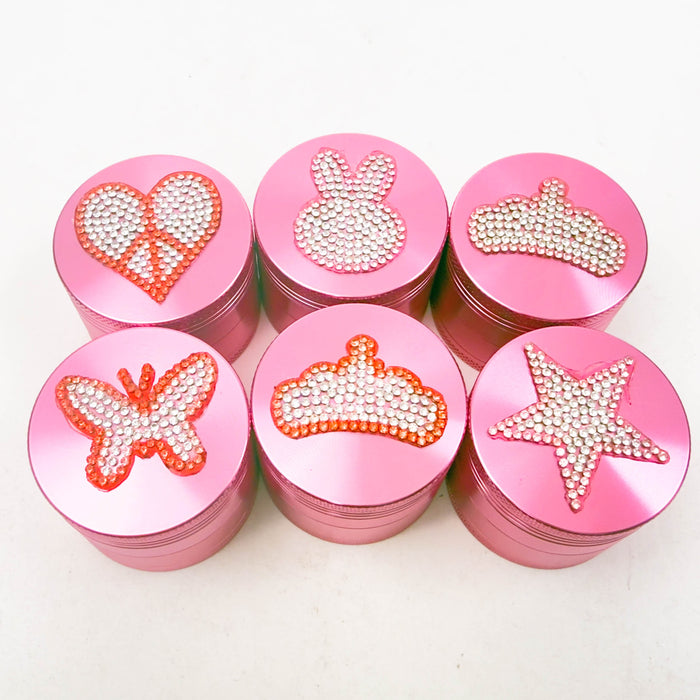 2" Valentine’s Day Design Aluminum Pink Grinder – 4-Layer (Box of 12) Display Pack 777 Smoke