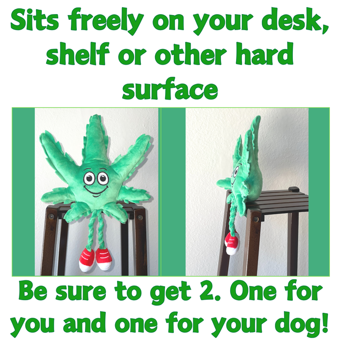 MJ the Marijuana Leaf - Squeaky Dog Toy - Shelf-Sitter Plushie - 13" For Pet PAW:20
