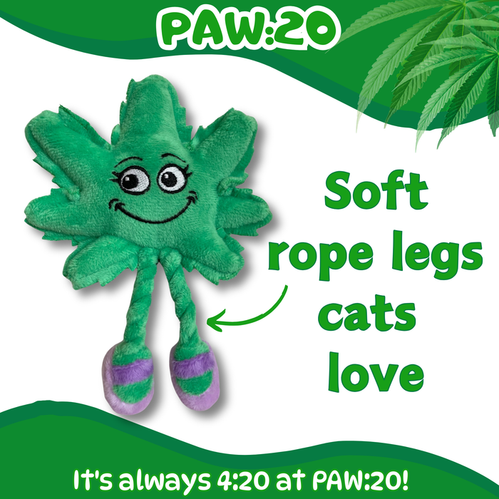 Lil' Mary Jane the Marijuana Leaf - Plush Catnip Cat Toy - 6" For Pet PAW:20
