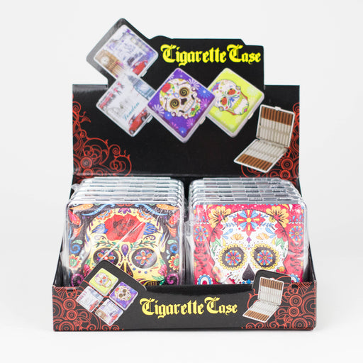 Cigarette Case Sugar Skull Pop Up Metal - 12 DIS [CTC034] Case NIBO Distribution