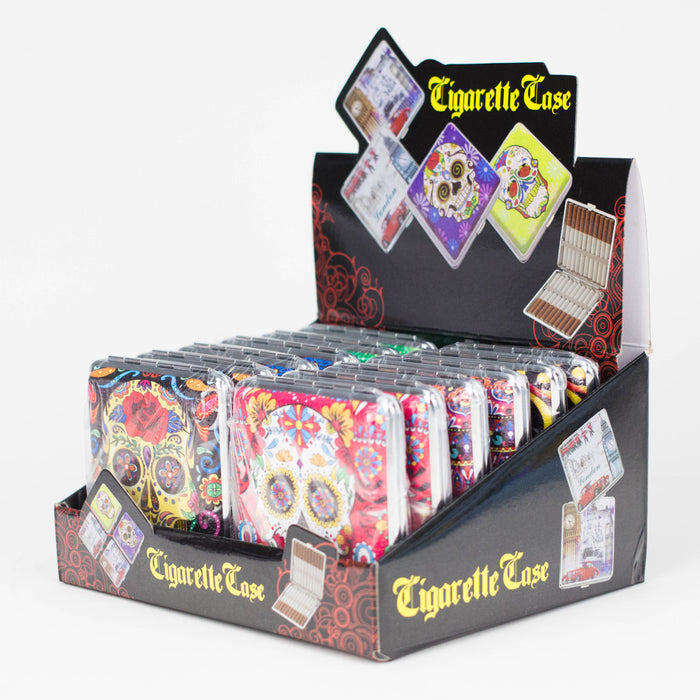 Cigarette Case Sugar Skull Pop Up Metal - 12 DIS [CTC034] Case NIBO Distribution