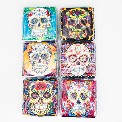 Cigarette Case Sugar Skull Pop Up Metal - 12 DIS [CTC034] Case NIBO Distribution