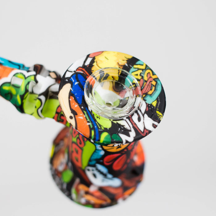 Art Silicone 7" Hammer Bubbler with Glass Bowl, Dabber and Wax Container [PIP121] Silicone Pipe NIBO Distribution