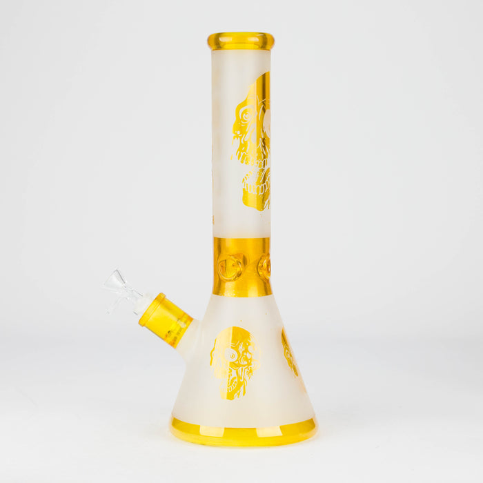 FOGGX | 14" Sandblasted Frosted Big Skull Beaker Water Pipe – 7mm Thick [FT1648ATS] Glass Bong LEHIGH WHOLESALE