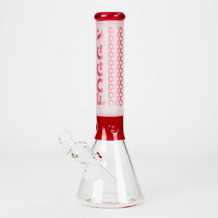 FOGGX | 14" Sandblasted Beaker Glass Water Pipe – 7mm Thick [FT321] Glass Bong LEHIGH WHOLESALE Red