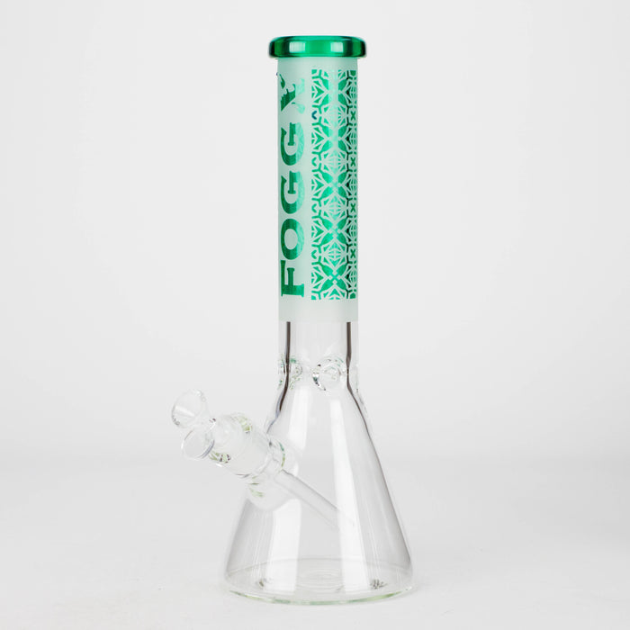 FOGGX | 14" Sandblasted Beaker Glass Water Pipe – 7mm Thick [FT292] Glass Bong LEHIGH WHOLESALE Green