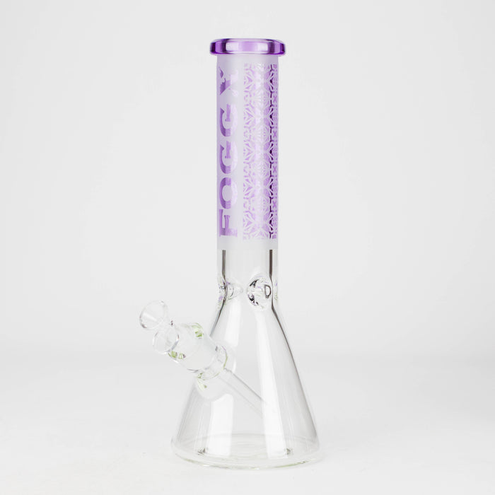 FOGGX | 14" Sandblasted Beaker Glass Water Pipe – 7mm Thick [FT292] Glass Bong LEHIGH WHOLESALE Purple