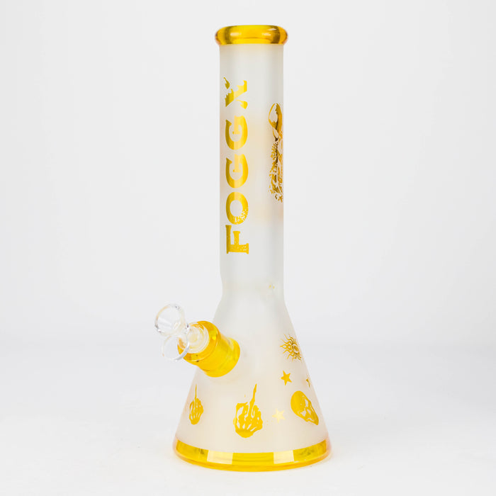FOGGX | 14" Sandblasted Frosted Small Skull Beaker Glass Water Pipe – 7mm Thick [FT1649ATS] Glass Bong LEHIGH WHOLESALE Yellow