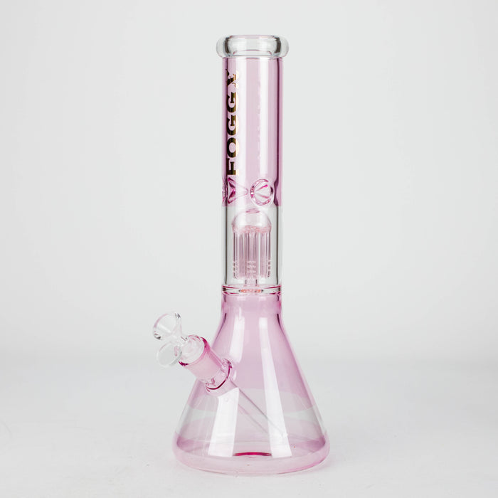 FOGGX | 14" Colored Glass Water Pipe with Percolator [FTLL09] Glass Bong LEHIGH WHOLESALE Pink