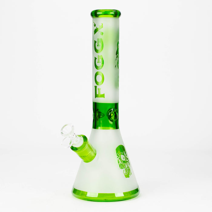 FOGGX | 14" Sandblasted Frosted Big Skull Beaker Water Pipe – 7mm Thick [FT1648ATS] Glass Bong LEHIGH WHOLESALE Green