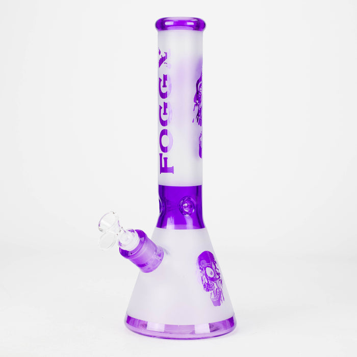 FOGGX | 14" Sandblasted Frosted Big Skull Beaker Water Pipe – 7mm Thick [FT1648ATS] Glass Bong LEHIGH WHOLESALE Purple