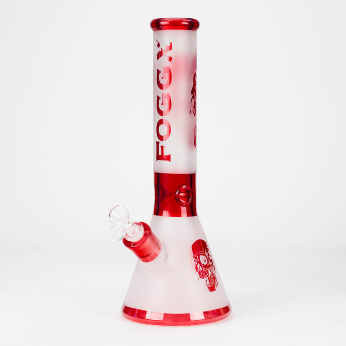 FOGGX | 14" Sandblasted Frosted Big Skull Beaker Water Pipe – 7mm Thick [FT1648ATS] Glass Bong LEHIGH WHOLESALE Red