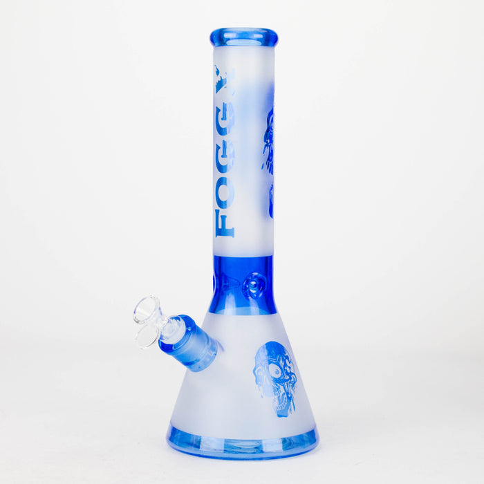 FOGGX | 14" Sandblasted Frosted Big Skull Beaker Water Pipe – 7mm Thick [FT1648ATS] Glass Bong LEHIGH WHOLESALE Blue