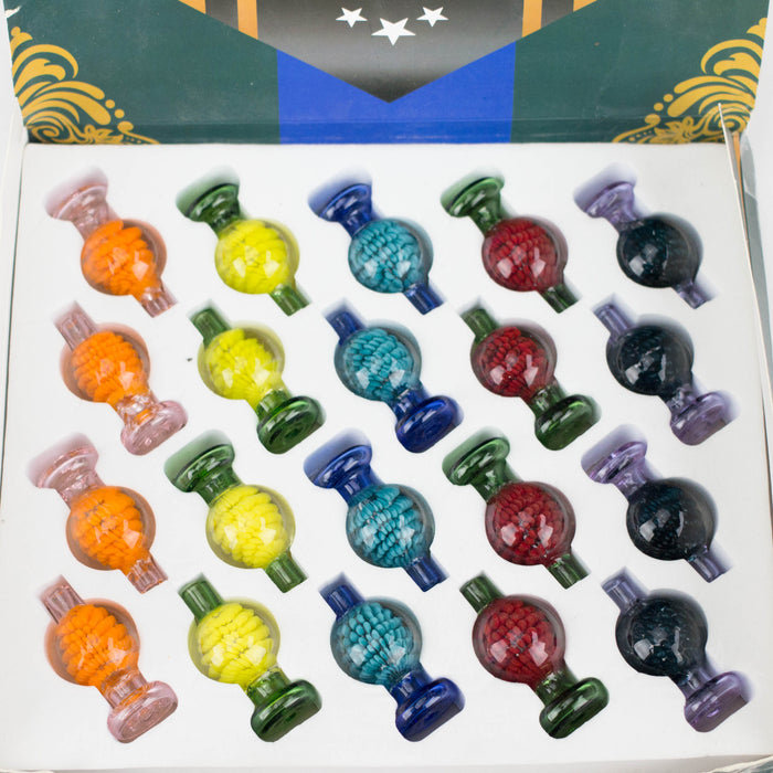 Glass Carb Cap Display – Assorted Colors (20 Count) Cap · Dabber · Insert · Clip · Nail Smoking Cat Distribution