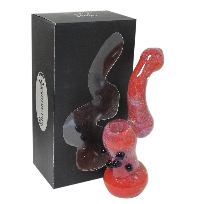 Genuine Pipe Co | 6" Stand Up Glass Bubbler-Red Aztec Glass Pipe Maq Distributors
