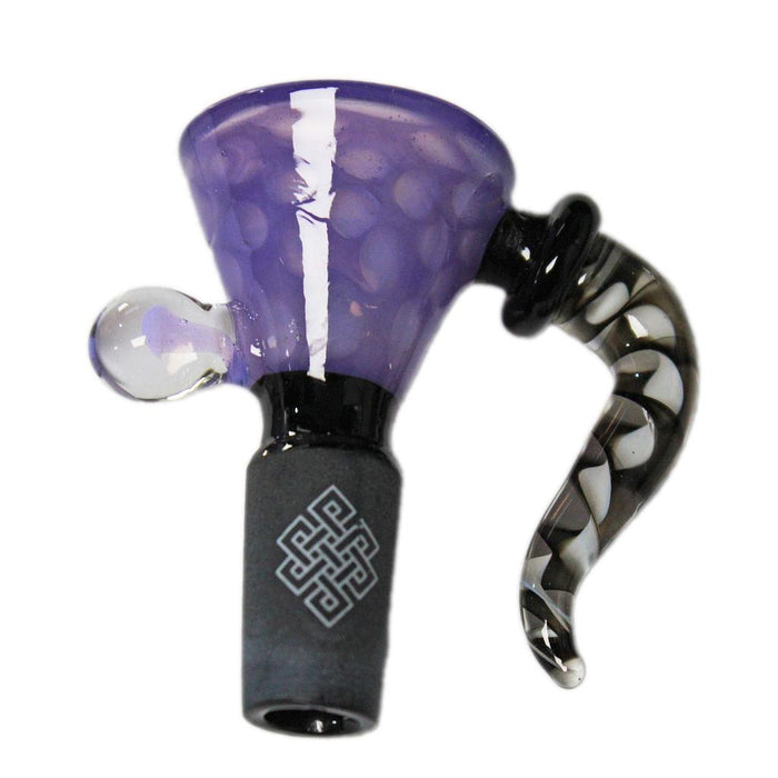Karma | 14mm Honeycomb, Black Joint Glass Bowl (Purple) Bowl · Popper Maq Distributors