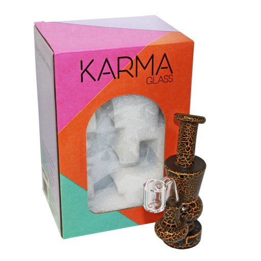 Karma | 6" Yellow Lightning Hourglass Glass Dab Rig Glass Rig Maq Distributors