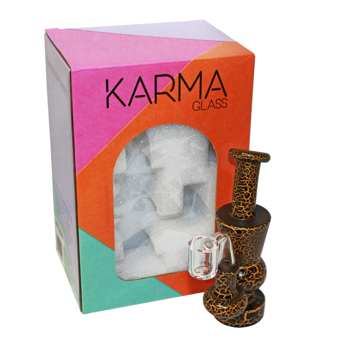 Karma | 6" Yellow Lightning Hourglass Glass Dab Rig Glass Rig Maq Distributors