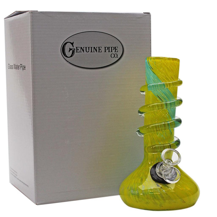 Genuine Pipe Co | 8" Oval Base Premium Softglass Bong Glass Bong Maq Distributors Yellow