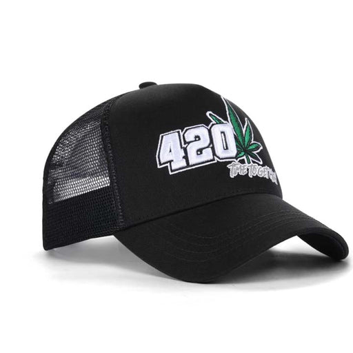 High-Crown 5-Panel “420” Embroidered Cap - Black Hat & Toque Super Supplys Inc