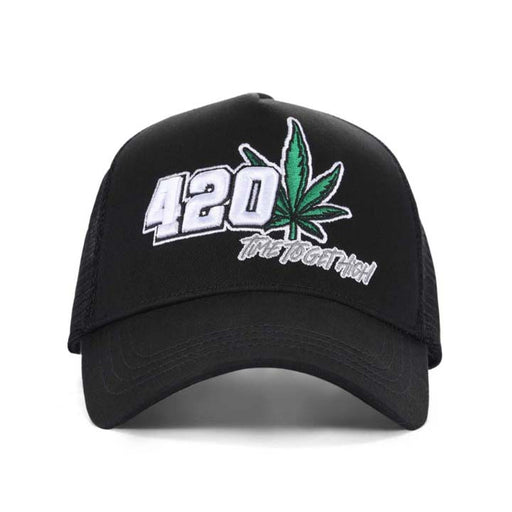 High-Crown 5-Panel “420” Embroidered Cap - Black Hat & Toque Super Supplys Inc