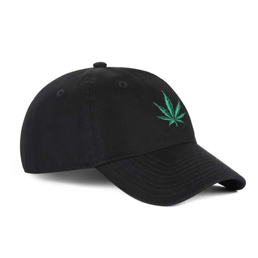 Low-Crown 6-Panel Embroidered Leaf Cap-Black Hat & Toque Super Supplys Inc