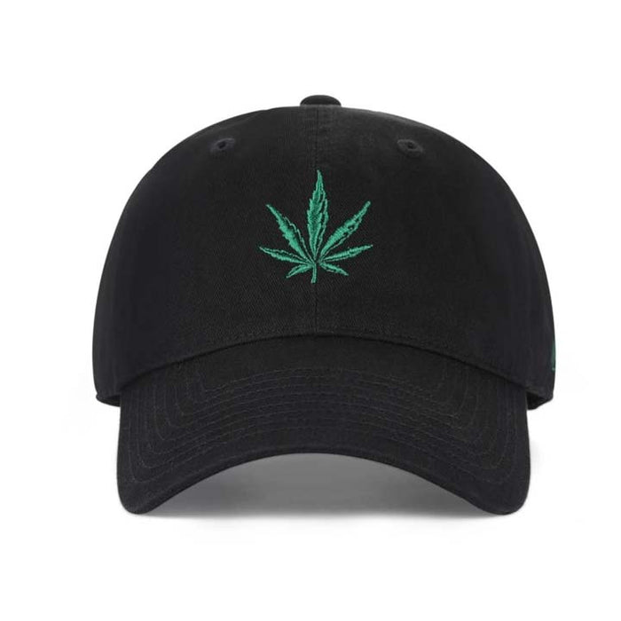 Low-Crown 6-Panel Embroidered Leaf Cap-Black Hat & Toque Super Supplys Inc