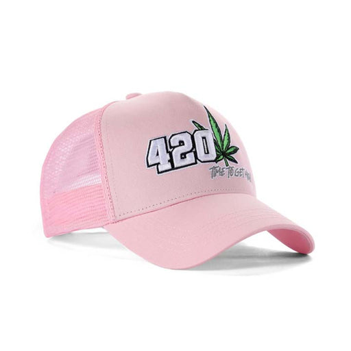 High-Crown 5-Panel “420” Embroidered Cap - Pink Hat & Toque Super Supplys Inc