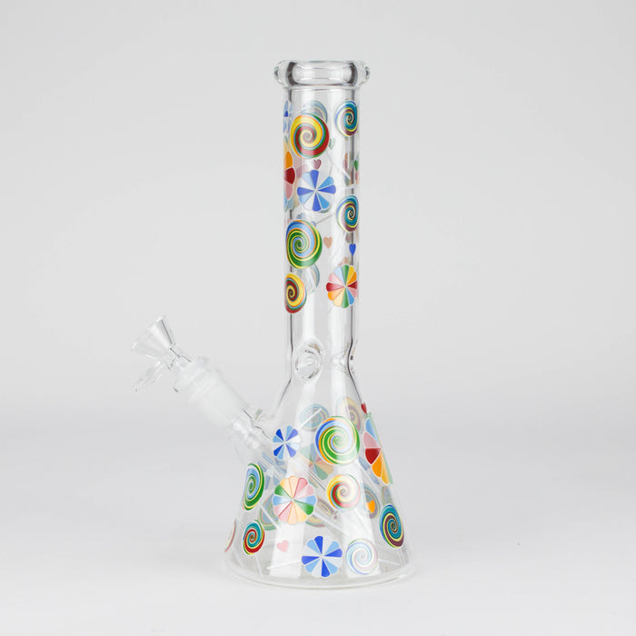 10" Glass Beaker Bong – Lollipops Design (Glow in the Dark)