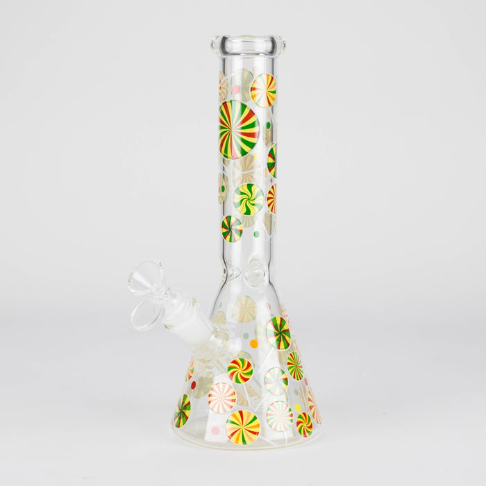 10" Glass Beaker Bong – Lollipops Design (Glow in the Dark)