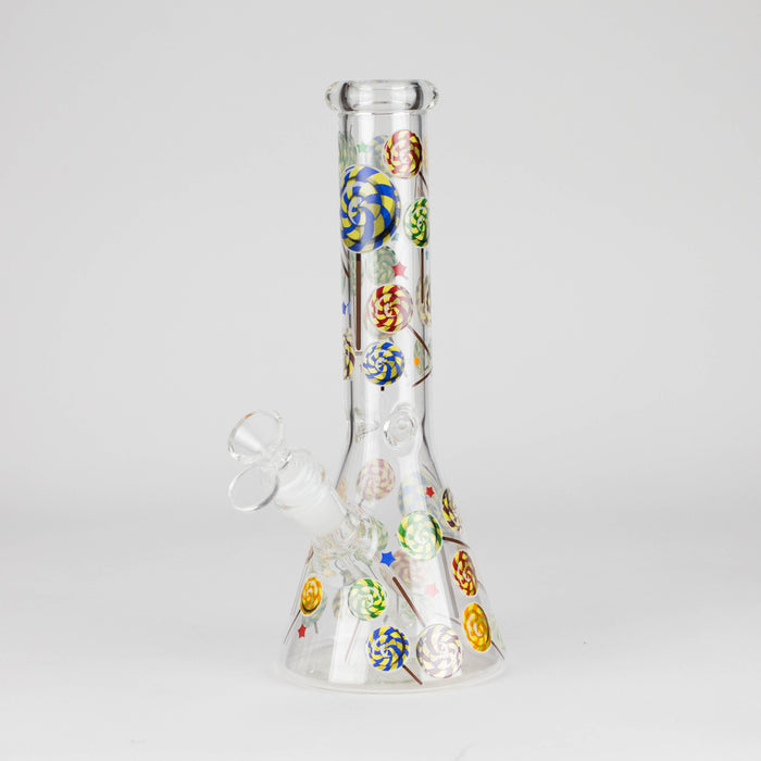 10" Glass Beaker Bong – Lollipops Design (Glow in the Dark)