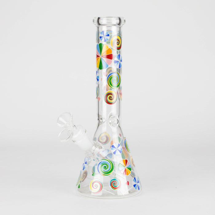 10" Glass Beaker Bong – Lollipops Design (Glow in the Dark)