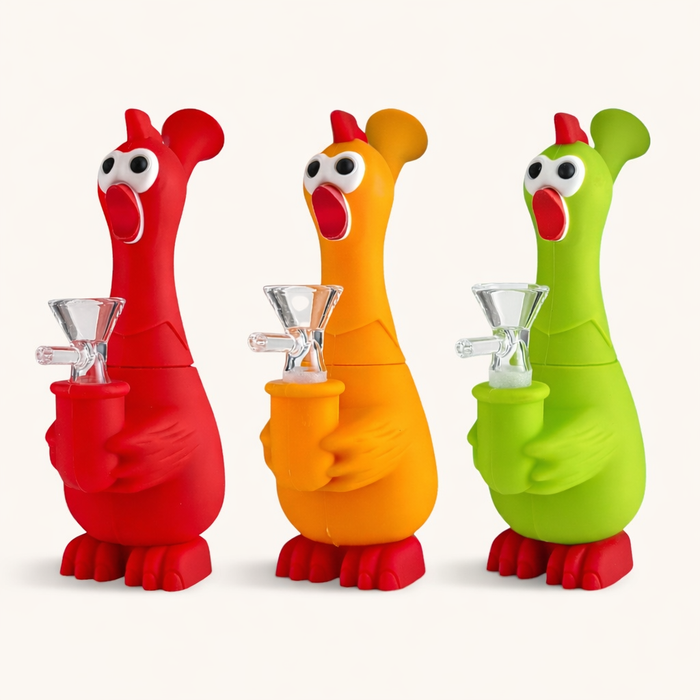 9" Screaming Chicken Silicone Waterpipe 