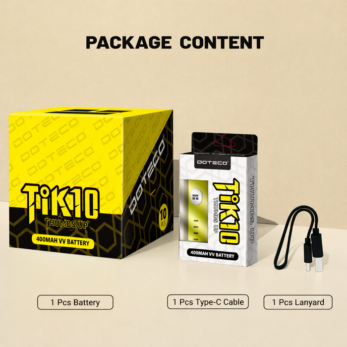 DOTECO | TIK10 510 Thread Variable Voltage Vape Battery (400mAh, Type- One Wholesale DOTECO | TIK10 510 Thread Variable Voltage Vape Battery (400mAh, Type- One Wholesale