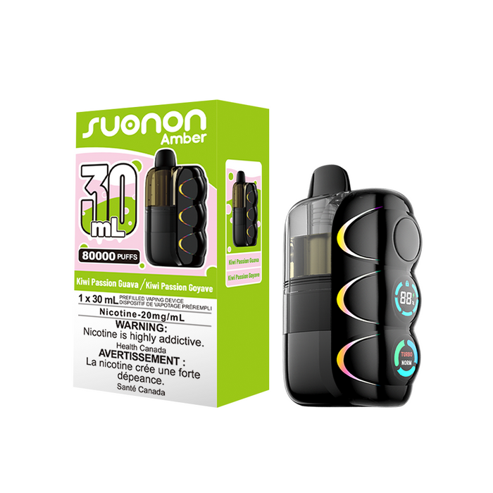 [CA] SUONON AMBER Vape – 80,000 Puffs, 30mL (Box of 4) Federal Excise Tax TJ VAPE Kiwi Passion Guava