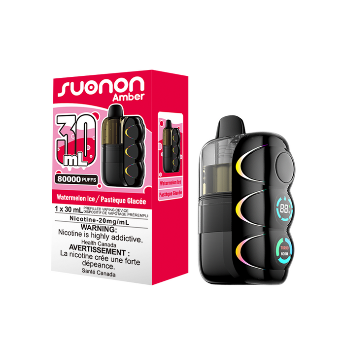 [CA] SUONON AMBER Vape – 80,000 Puffs, 30mL (Box of 4) Federal Excise Tax TJ VAPE Watermelon Ice