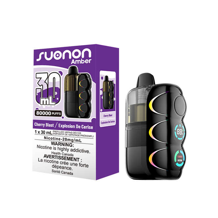 [CA] SUONON AMBER Vape – 80,000 Puffs, 30mL (Box of 4) Federal Excise Tax TJ VAPE Cherry Blast