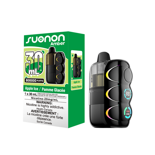 [CA] SUONON AMBER Vape – 80,000 Puffs, 30mL (Box of 4) Federal Excise Tax TJ VAPE Apple Ice