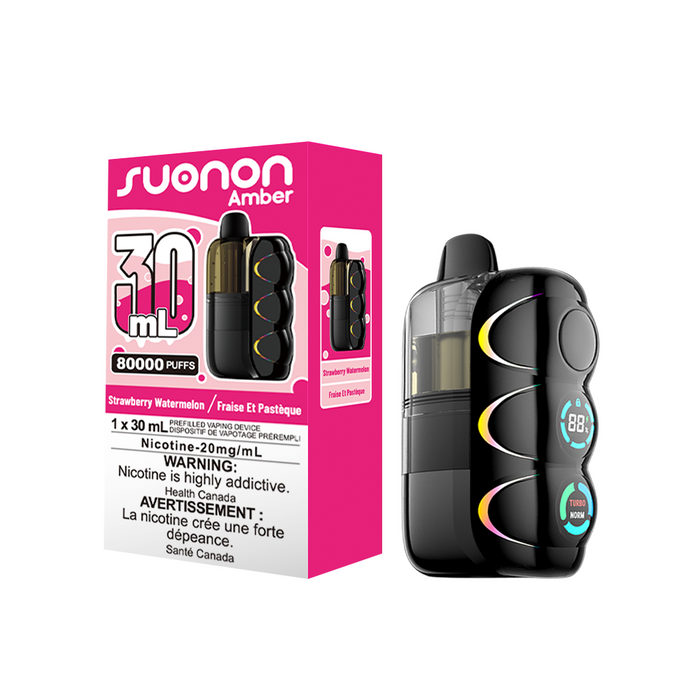 [CA] SUONON AMBER Vape – 80,000 Puffs, 30mL (Box of 4) Federal Excise Tax TJ VAPE Strawberry Watermelon