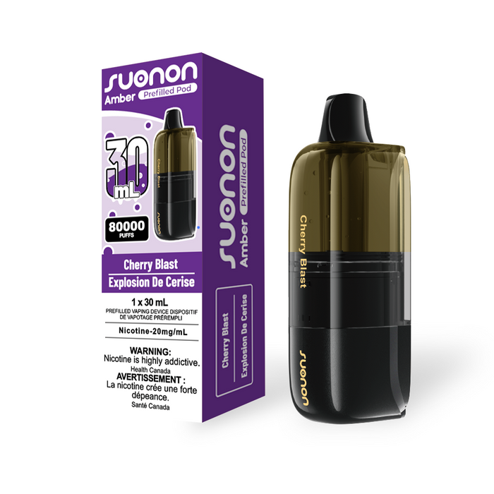 [CA] SUONON AMBER Replacement Pod – 80,000 Puffs, 30mL (Box of 4) Federal Excise Tax TJ VAPE Cherry Blast