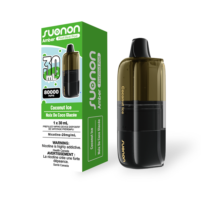 [CA] SUONON AMBER Replacement Pod – 80,000 Puffs, 30mL (Box of 4) Federal Excise Tax TJ VAPE Coconut Ice