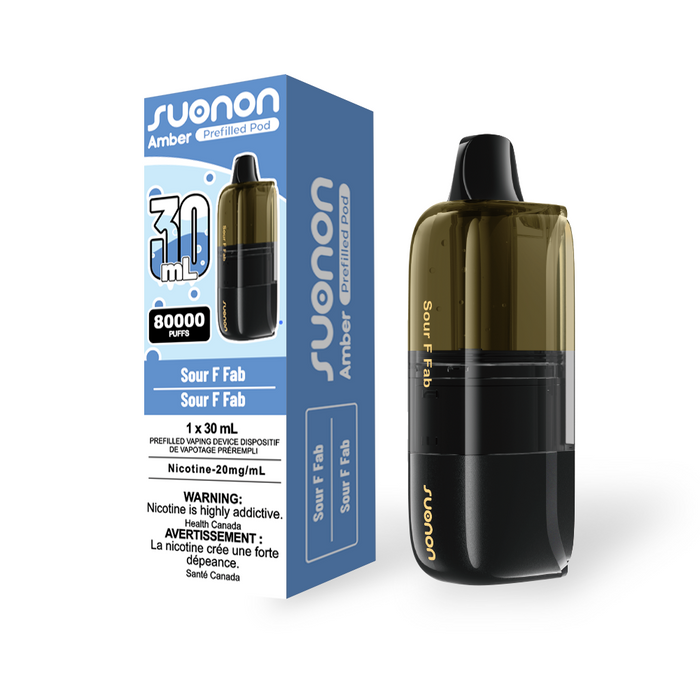 [CA] SUONON AMBER Replacement Pod – 80,000 Puffs, 30mL (Box of 4) Federal Excise Tax TJ VAPE Sour F Fab