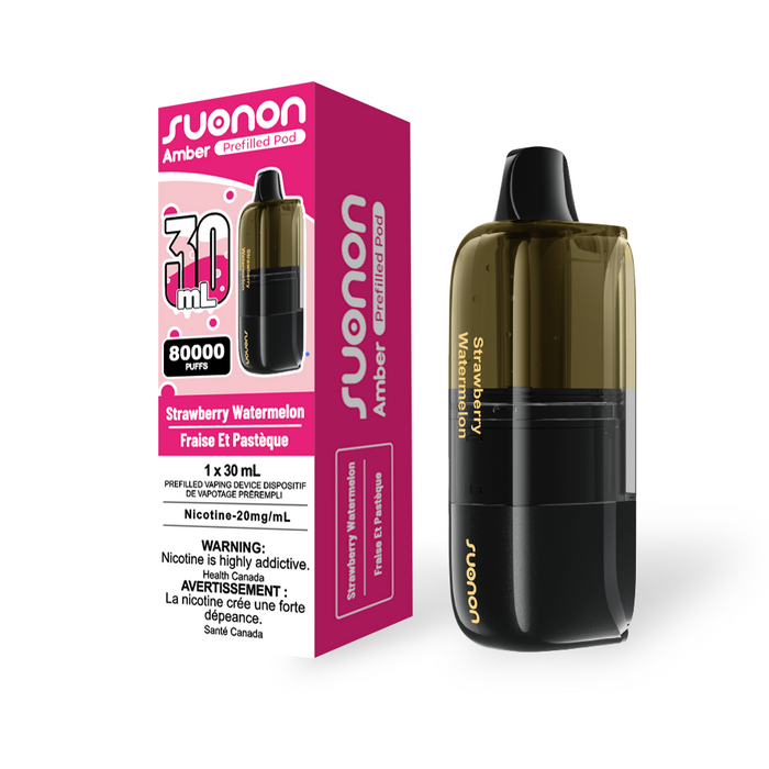 [CA] SUONON AMBER Replacement Pod – 80,000 Puffs, 30mL (Box of 4) Federal Excise Tax TJ VAPE Strawberry Watermelon