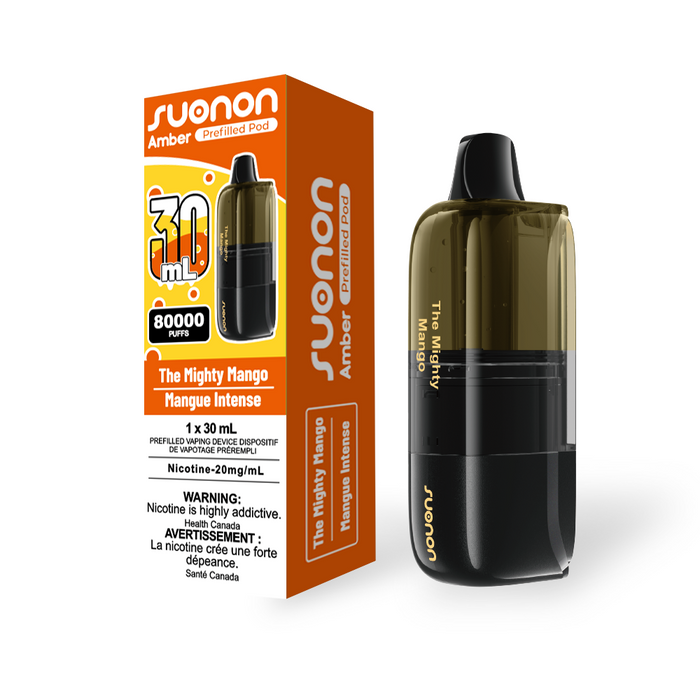 [CA] SUONON AMBER Replacement Pod – 80,000 Puffs, 30mL (Box of 4) Federal Excise Tax TJ VAPE The Mighty Mango