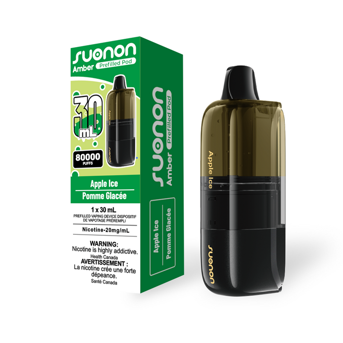 [ON] SUONON AMBER Replacement Pod – 80,000 Puffs, 30mL (Box of 4) Ontario Excise Tax TJ VAPE Apple Ice