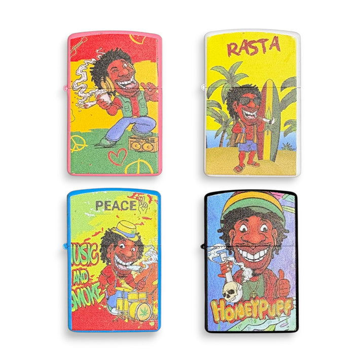 Honeypuff Metal Oil Lighter – 24PC Assorted Graphic Display Lighter Super Supplys Inc