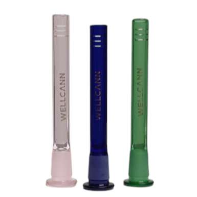 Wellcann | 5.5"Colored Glass Downstems With Gold Logo Downstem · Bowlstem Super Supplys Inc