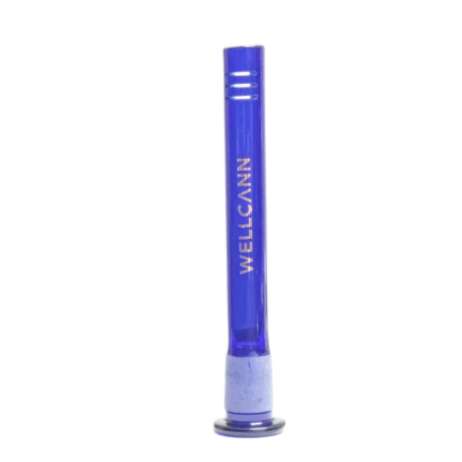 Wellcann | 6"Colored Glass Downstems With Gold Logo Downstem · Bowlstem Super Supplys Inc Blue