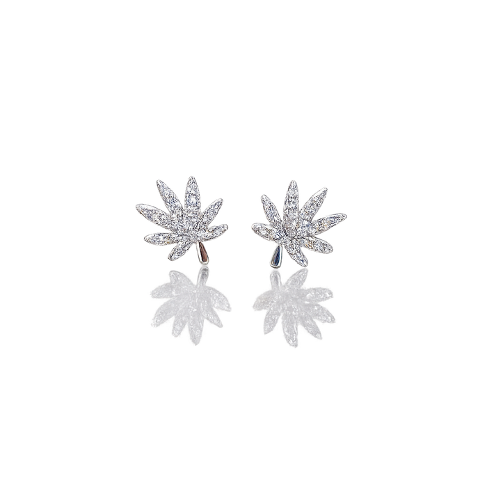 SILVER CANNABIS LEAF EARRING Jewelry The Kush Girls