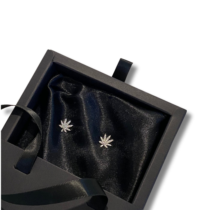 SILVER CANNABIS LEAF EARRING Jewelry The Kush Girls